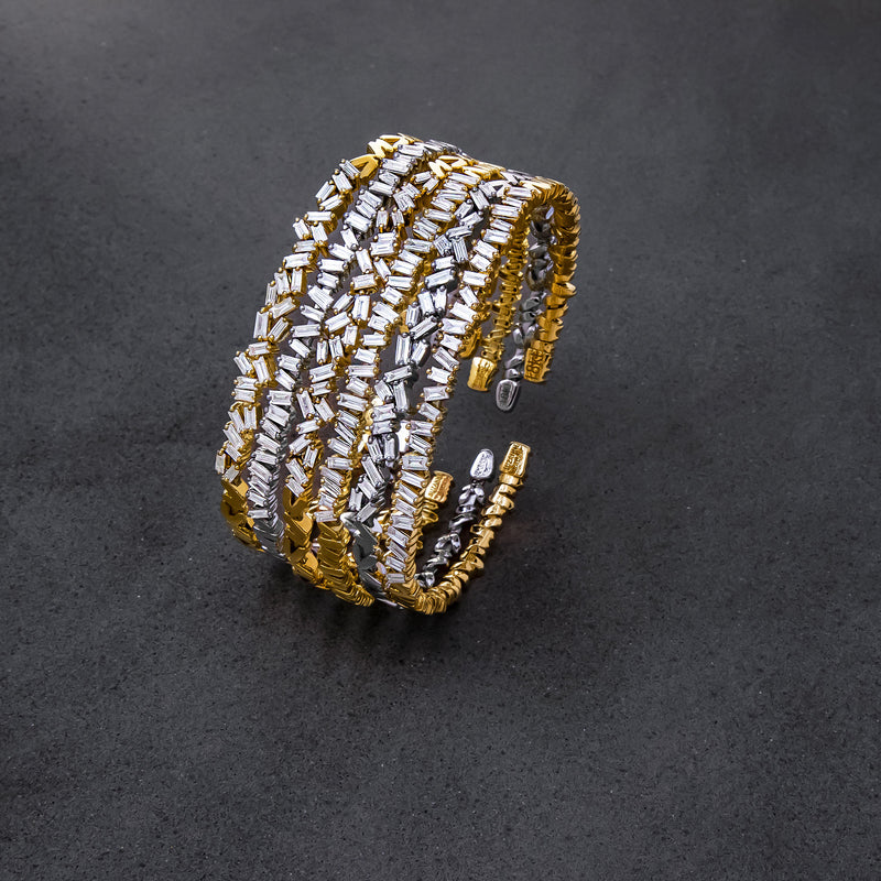 Suzanne Kalan Classic Diamond Bangles and Classic Diamond Sparkler Diamonds in 18k yellow and white gold