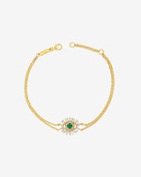Suzanne Kalan Evil Eye Mini Emerald and Diamond Bracelet in 18k yellow gold