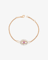 Suzanne Kalan Evil Eye Midi Pink Sapphire Bracelet in 18k rose gold