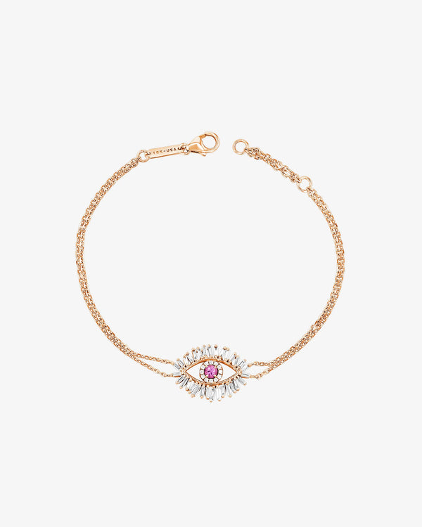 Suzanne Kalan Evil Eye Midi Pink Sapphire Bracelet in 18k rose gold