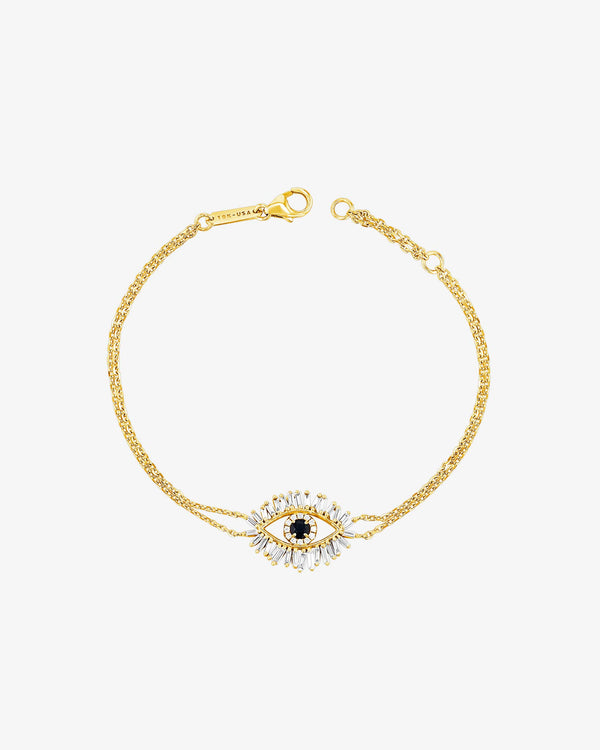 Suzanne Kalan Evil Eye Midi Black Sapphire Bracelet in 18k yellow gold
