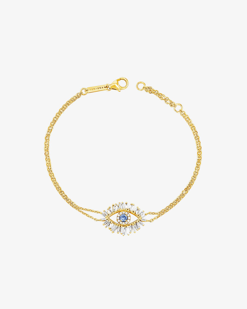Suzanne Kalan Evil Eye Midi Light Blue Sapphire Bracelet in 18k yellow gold