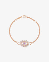 Suzanne Kalan Evil Eye Midi Pink Sapphire Half Pavé Bracelet in 18k rose gold