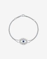 Suzanne Kalan Evil Eye Midi Dark Blue Sapphire Half Pavé Bracelet in 18k white gold