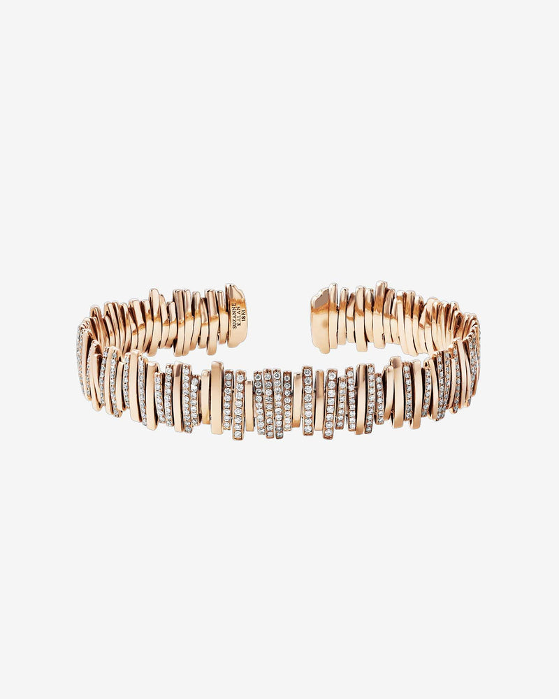 Suzanne Kalan Classic Diamond Half Pavé Diamond Cuff in 18k rose gold