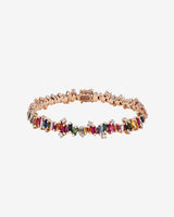 Suzanne Kalan Bold Burst Rainbow Sapphire Tennis Bracelet in 18K rose gold