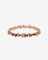 Suzanne Kalan Bold Burst Rainbow Sapphire Tennis Bracelet in 18K rose gold