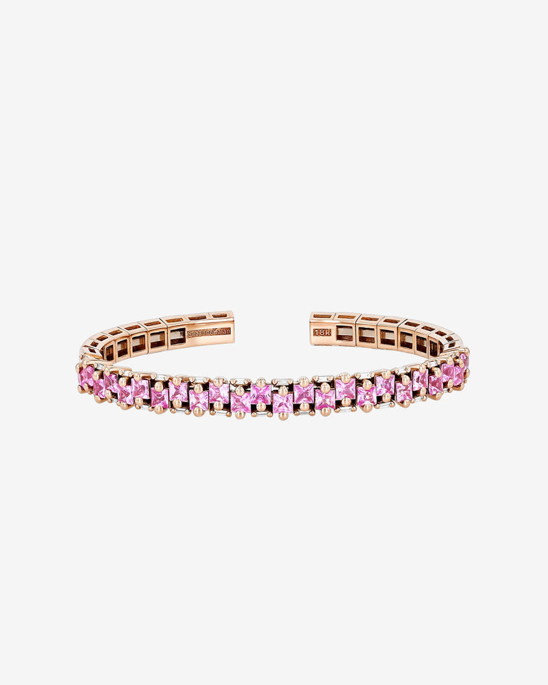 Suzanne Kalan Princess Bold Pink Sapphire Bangle in 18k rose gold