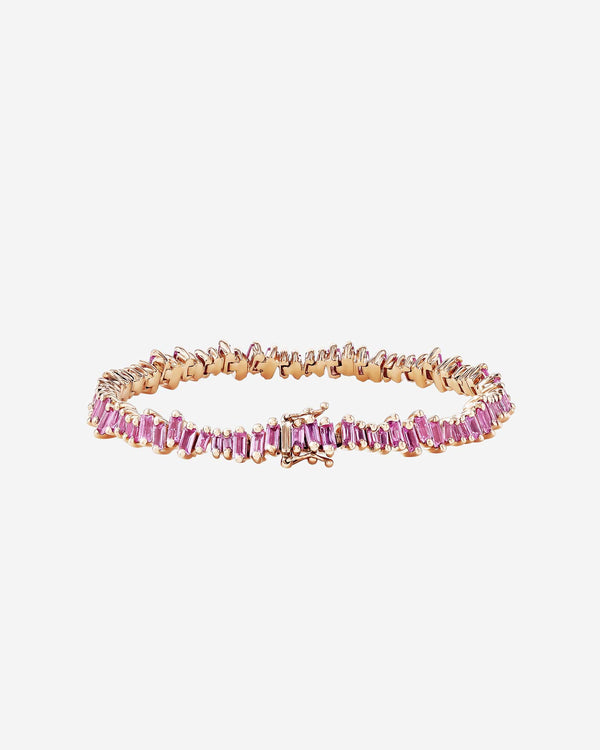 Suzanne Kalan Bold Pink Sapphire Tennis Bracelet in 18k rose gold
