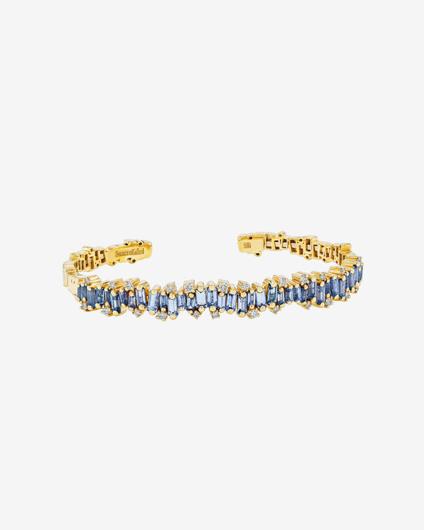 Suzanne Kalan Shimmer Audrey Light Blue Sapphire Bangle in 18K yellow gold