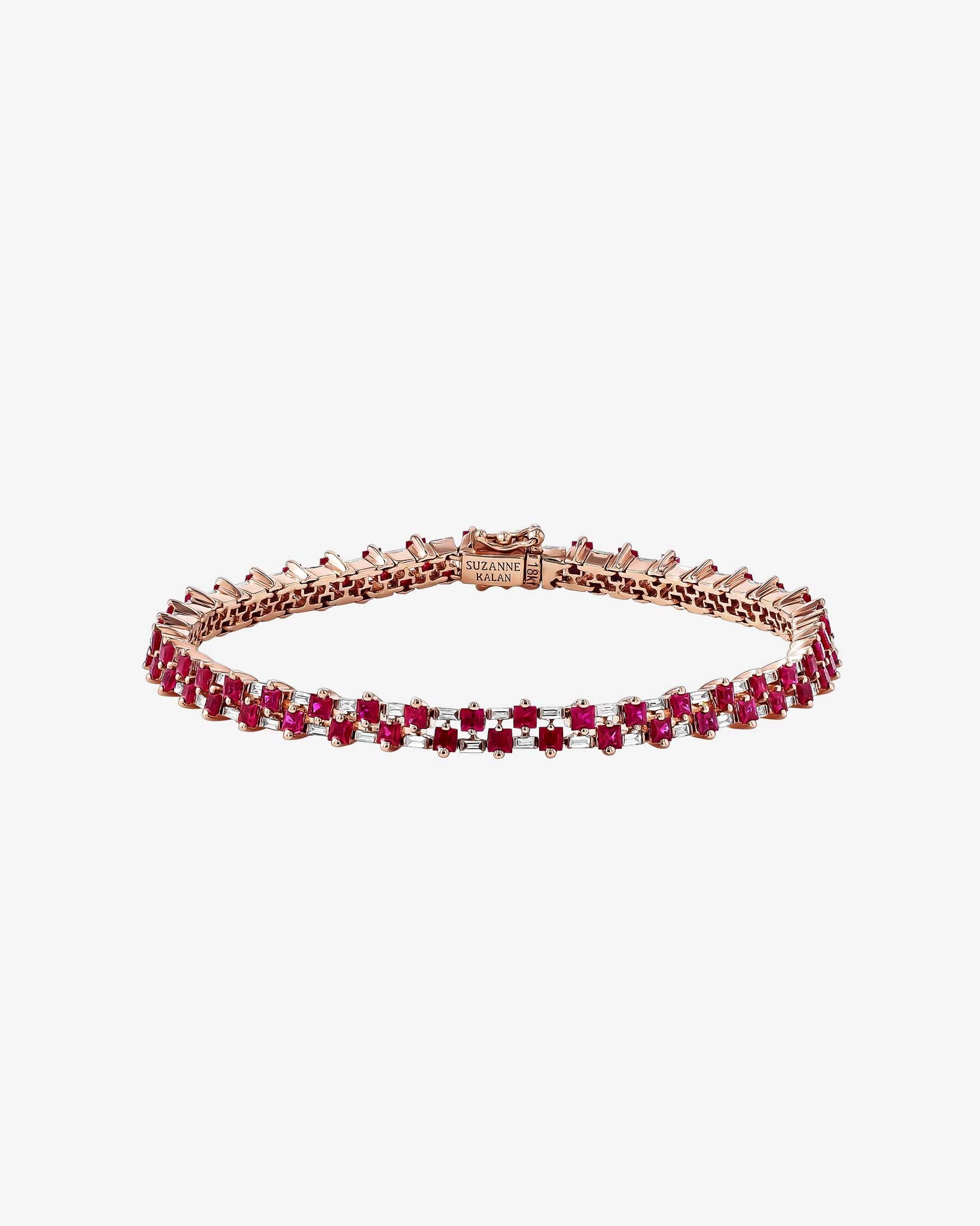 Suzanne Kalan Princess Mini Stack Ruby Tennis Bracelet in 18K rose gold