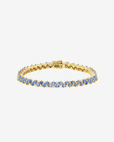 Suzanne Kalan Princess Mini Stack Light Blue Sapphire Tennis Bracelet in 18k yellow gold