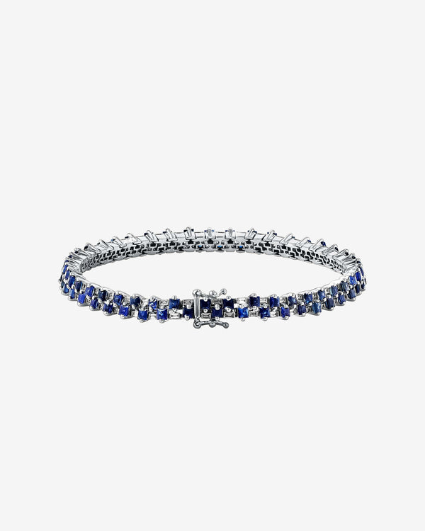 Suzanne Kalan Princess Mini Stack Dark Blue Sapphire Tennis Bracelet in 18k white gold