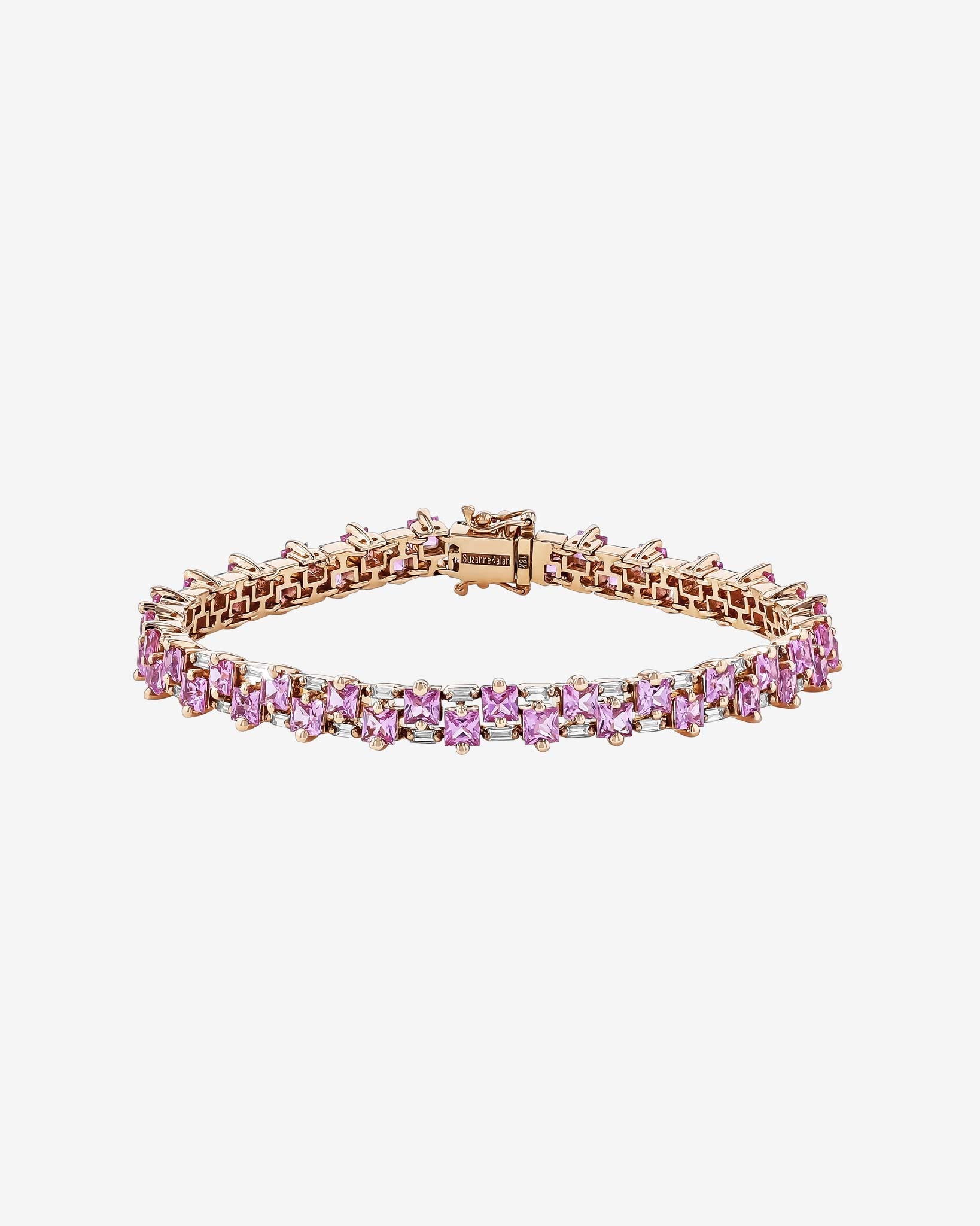 Suzanne Kalan Princess Midi Pink Sapphire Tennis Bracelet in 18k rose gold