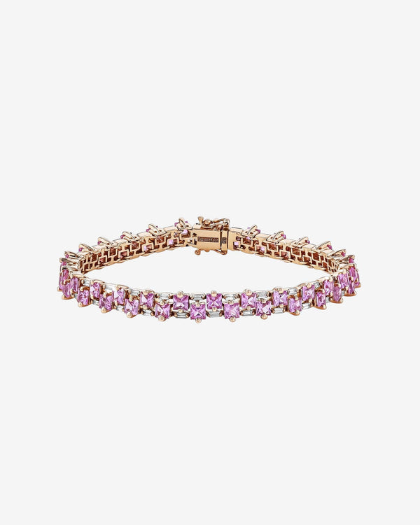Suzanne Kalan Princess Midi Pink Sapphire Tennis Bracelet in 18k rose gold