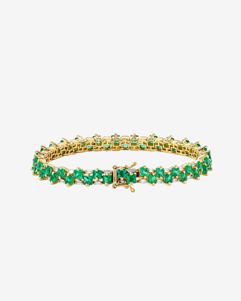 Suzanne Kalan Princess Midi Emerald Tennis Bracelet in 18k yellow gold