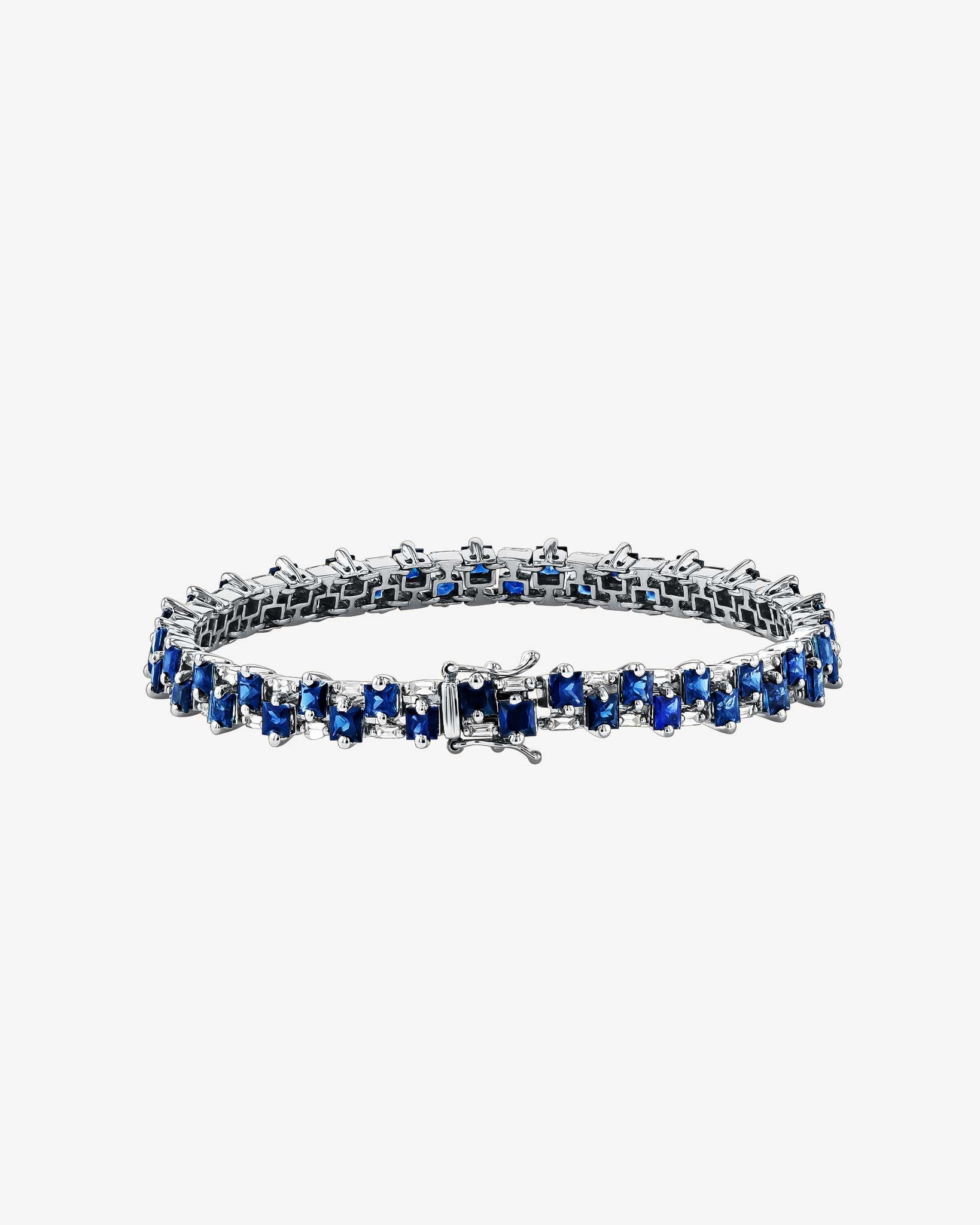 Suzanne Kalan Princess Midi Stack Dark Blue Sapphire Tennis Bracelet in 18K white gold