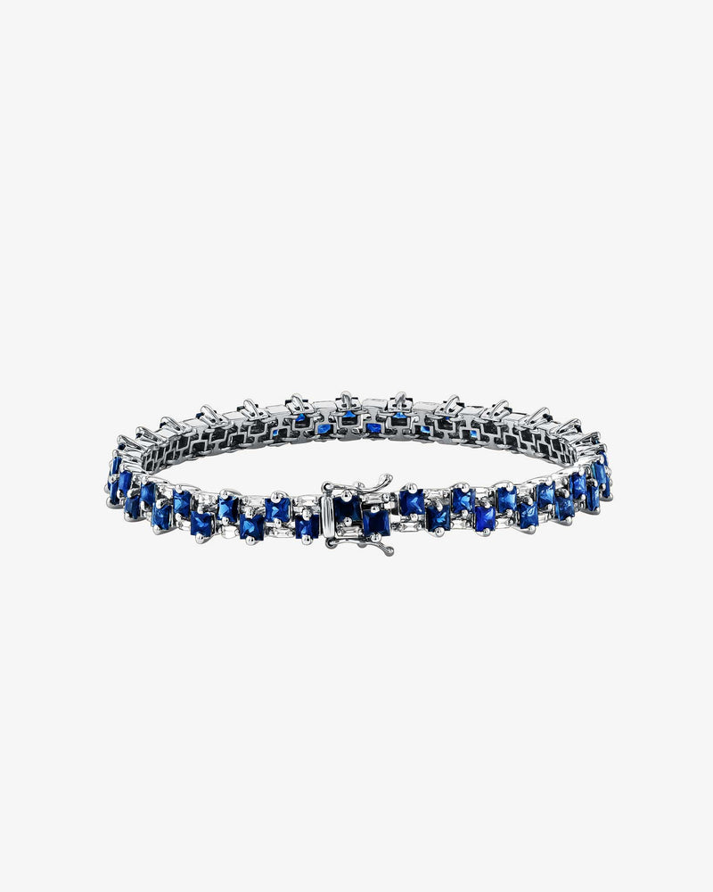 Suzanne Kalan Princess Midi Dark Blue Sapphire Tennis Bracelet in 18K white gold