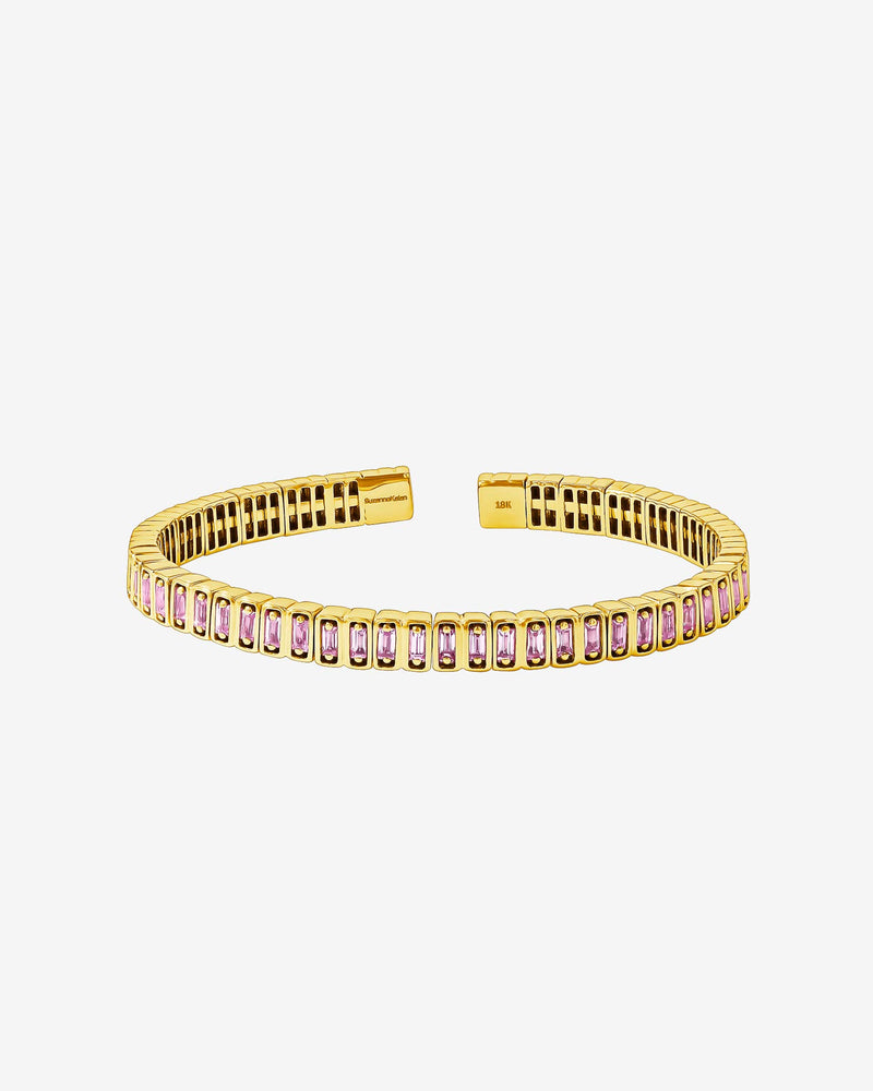 Suzanne Kalan Inlay Pink Sapphire Bangle in 18k yellow gold