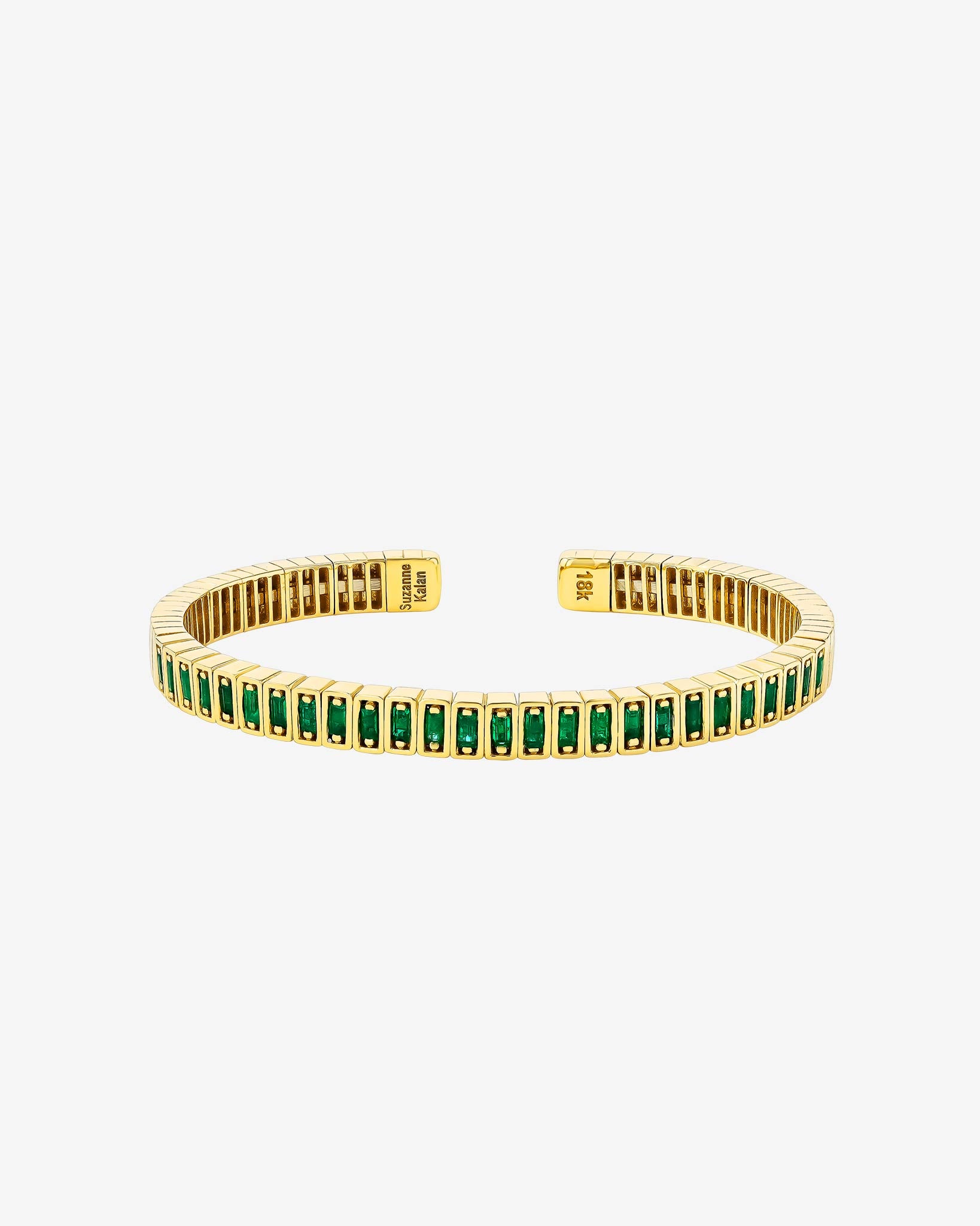 Suzanne Kalan Inlay Emerald Bangle in 18k yellow gold