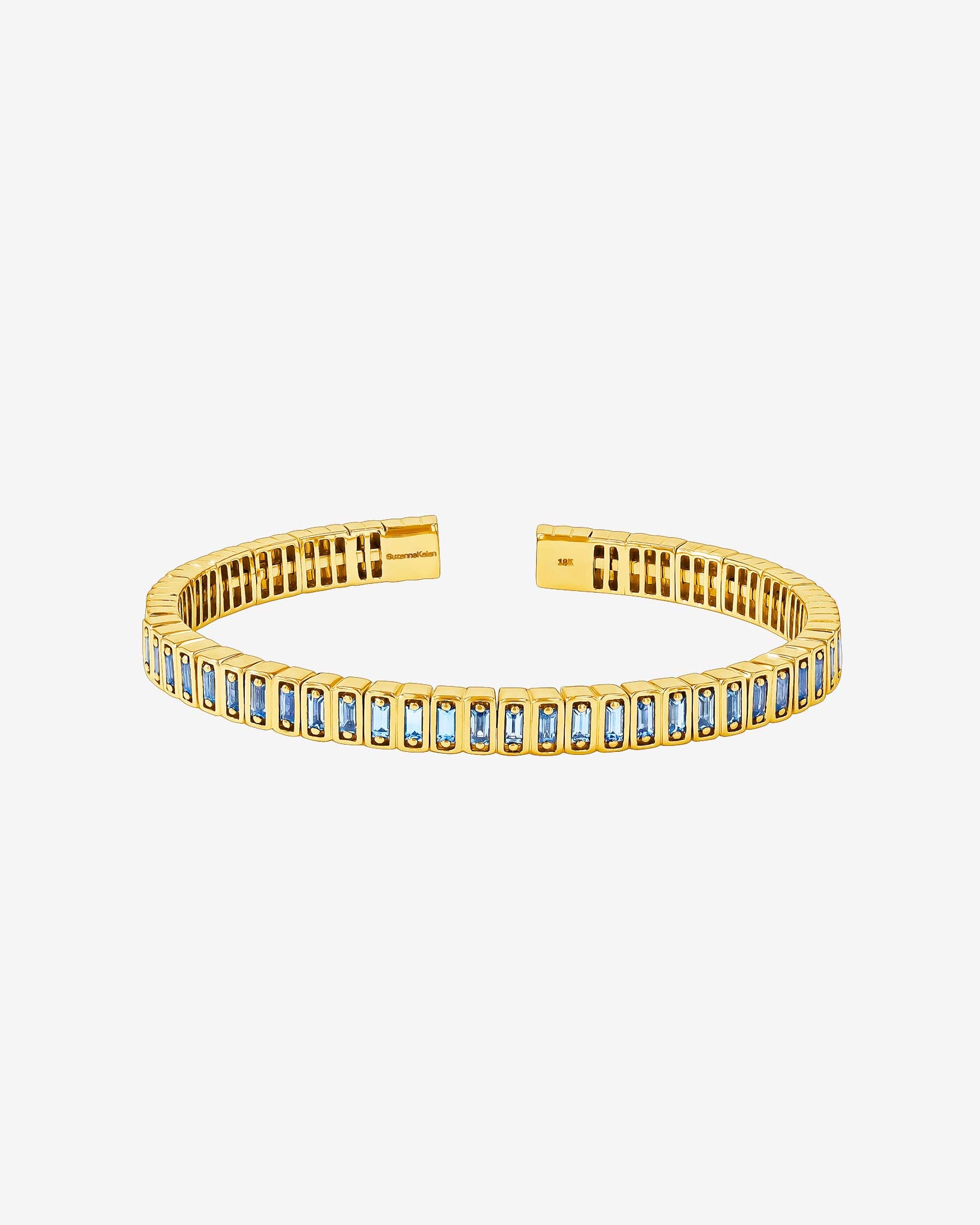 Suzanne Kalan Inlay Light Blue Sapphire Bangle in 18k yellow gold