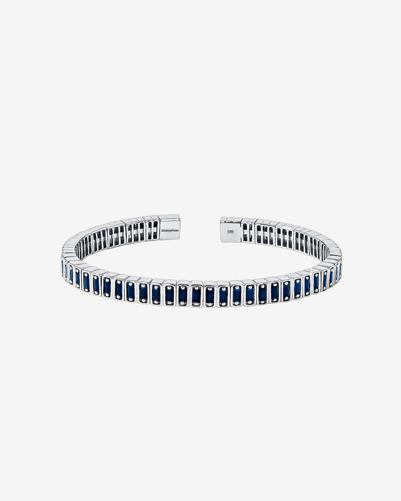 Suzanne Kalan Inlay Dark Blue Sapphire Bangle in 18k white gold