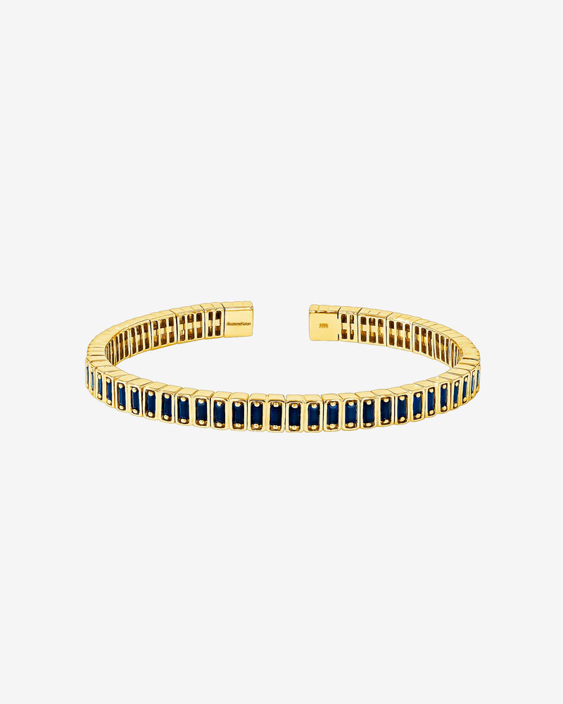 Suzanne Kalan Inlay Dark Blue Sapphire Bangle in 18k yellow gold