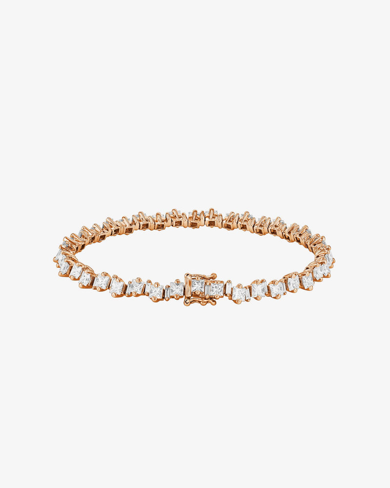 Suzanne Kalan Princess Staggered Diamond Tennis Bracelet in 18k rose gold