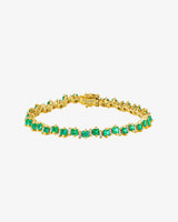 Suzanne Kalan Princess Staggered Emerald Tennis Bracelet in 18k yellow gold