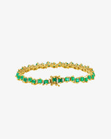 Suzanne Kalan Princess Staggered Emerald Tennis Bracelet in 18k yellow gold