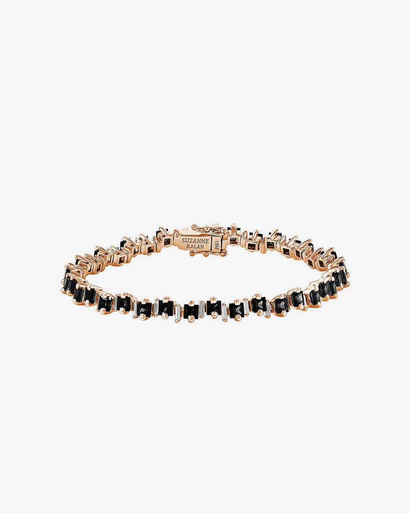 Suzanne Kalan Princess Staggered Black Sapphire Tennis Bracelet in 18k rose gold