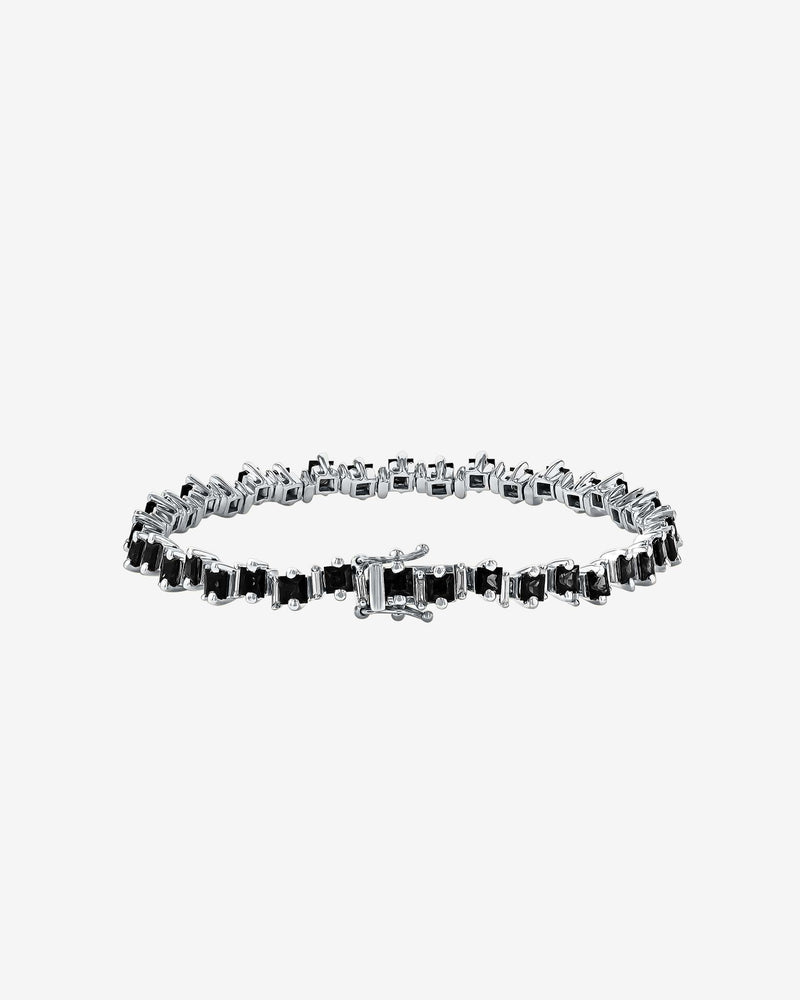 Suzanne Kalan Princess Staggered Black Sapphire Tennis Bracelet in 18k white gold