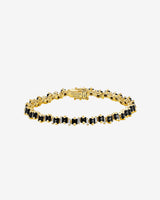 Suzanne Kalan Princess Staggered Black Sapphire Tennis Bracelet in 18k yellow gold