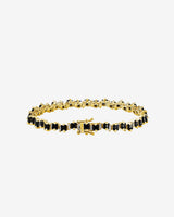 Suzanne Kalan Princess Staggered Black Sapphire Tennis Bracelet in 18k yellow gold