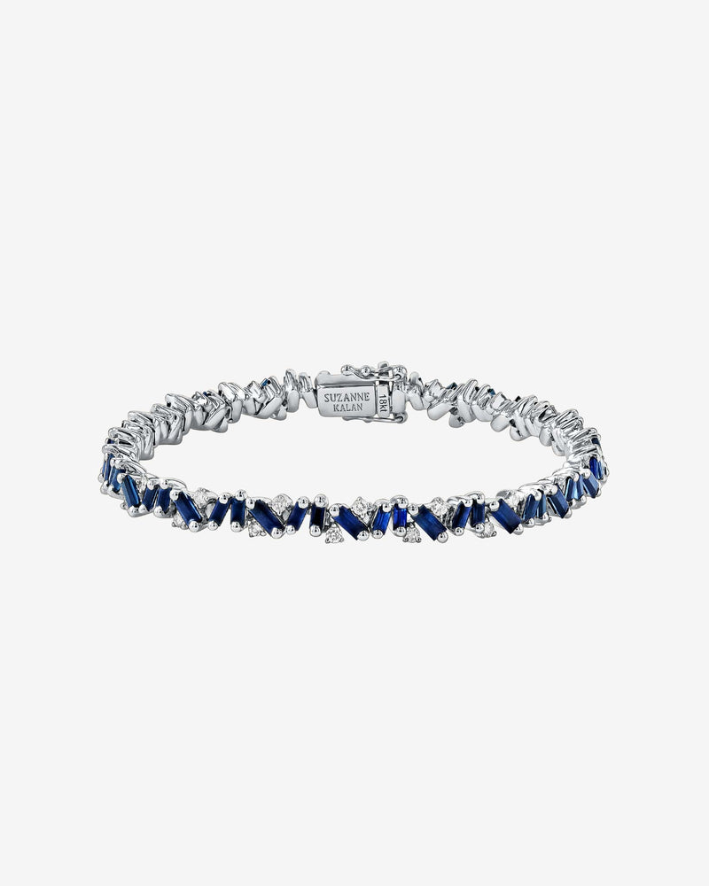 Suzanne Kalan Frenzy Dark Blue Sapphire Tennis Bracelet in 18k white gold