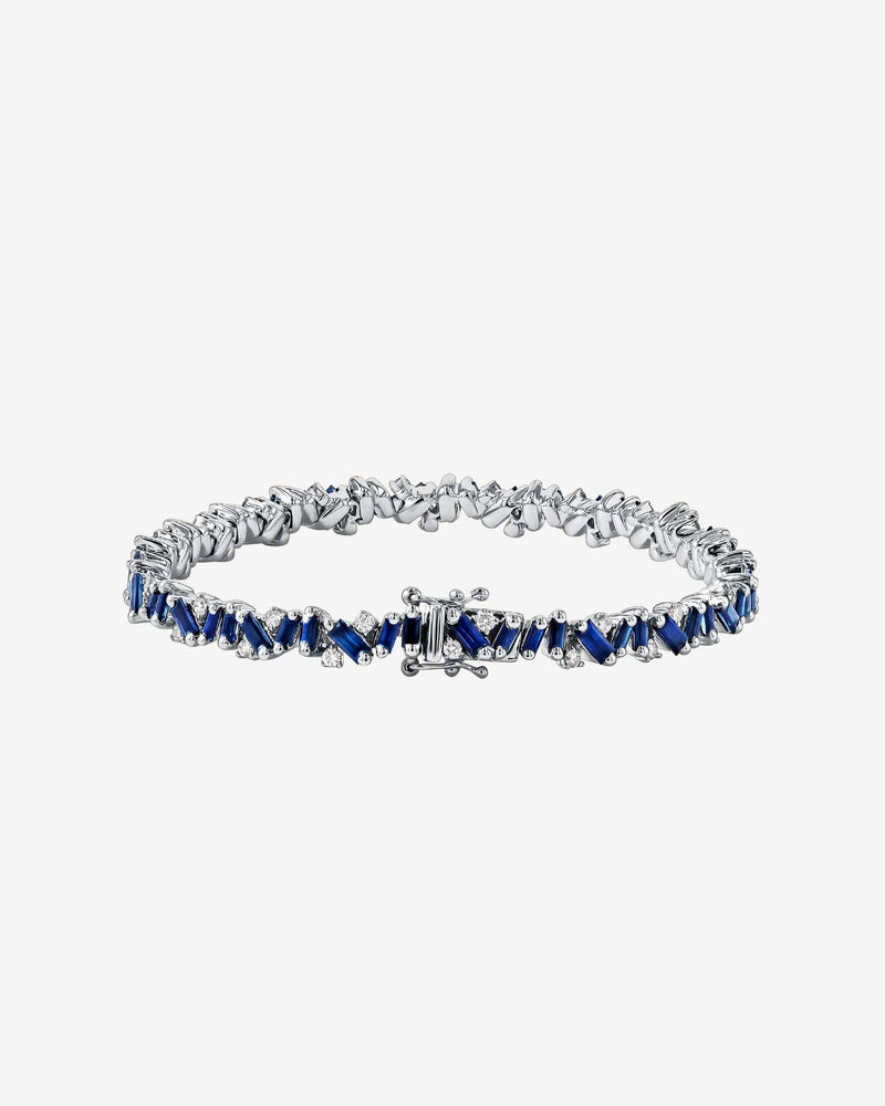 Suzanne Kalan Frenzy Dark Blue Sapphire Tennis Bracelet in 18k white gold