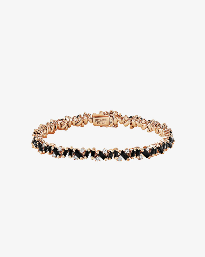 Suzanne Kalan Frenzy Black Sapphire Tennis Bracelet in 18k rose gold