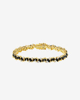 Suzanne Kalan Frenzy Black Sapphire Tennis Bracelet in 18k yellow gold