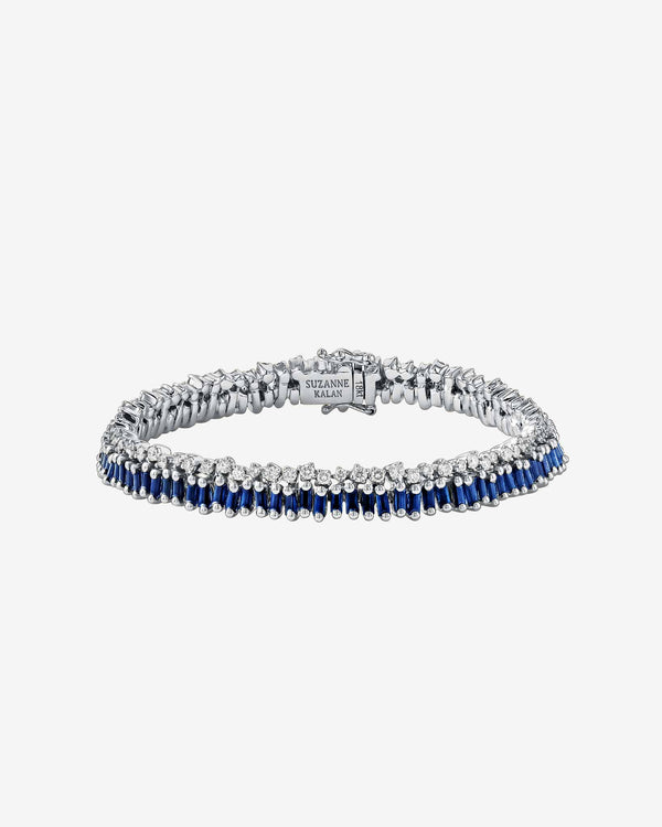 Suzanne Kalan Short Stack Dark Blue Sapphire Tennis Bracelet in 18k white gold