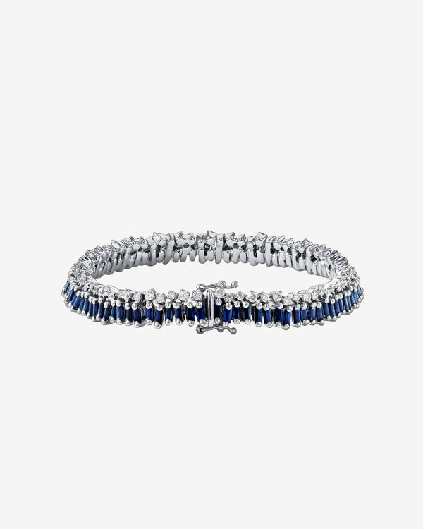 Suzanne Kalan Short Stack Dark Blue Sapphire Tennis Bracelet in 18k white gold