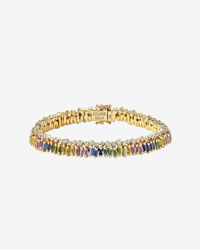 Suzanne Kalan Short Stack Pastel Sapphire Tennis Bracelet in 18k yellow gold