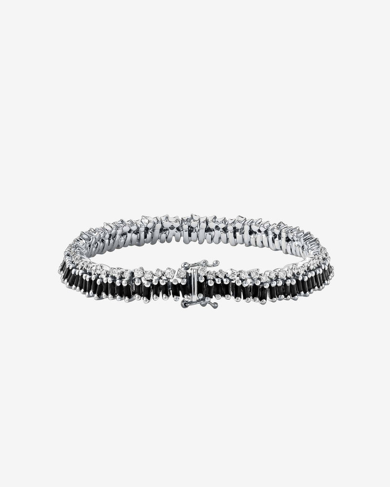 AMOUR Diamond and 11 1/6 CT TGW Black Sapphire Bracelet In Sterling Silver