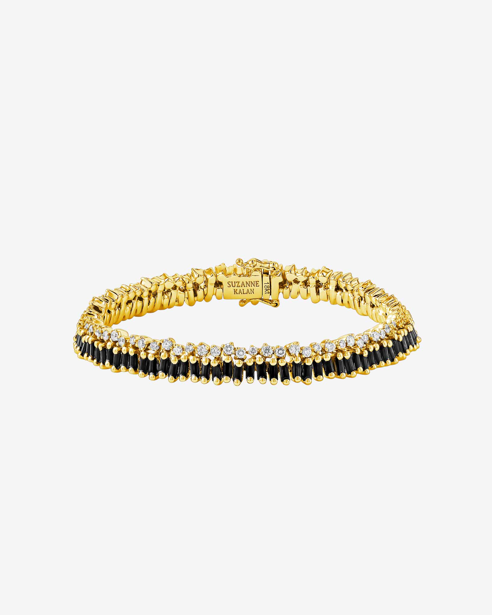 Suzanne Kalan Short Stack Black Sapphire Tennis Bracelet in 18k yellow gold