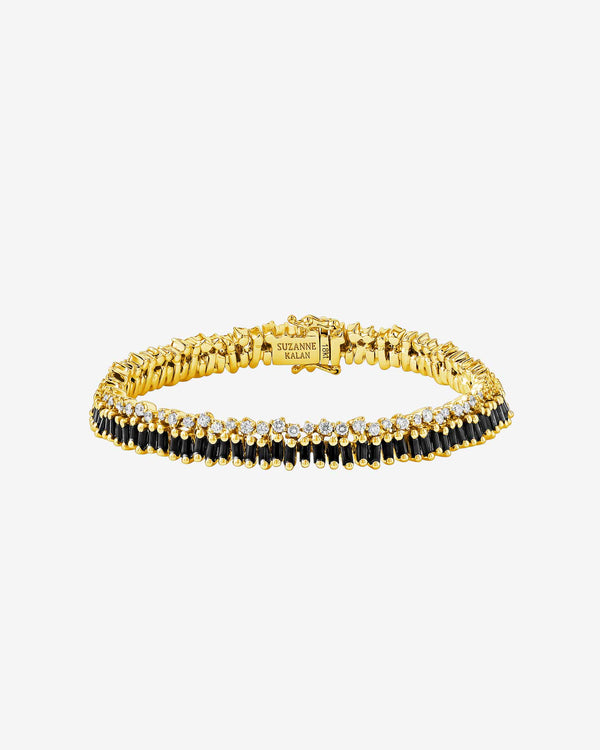 Suzanne Kalan Short Stack Black Sapphire Tennis Bracelet in 18k yellow gold