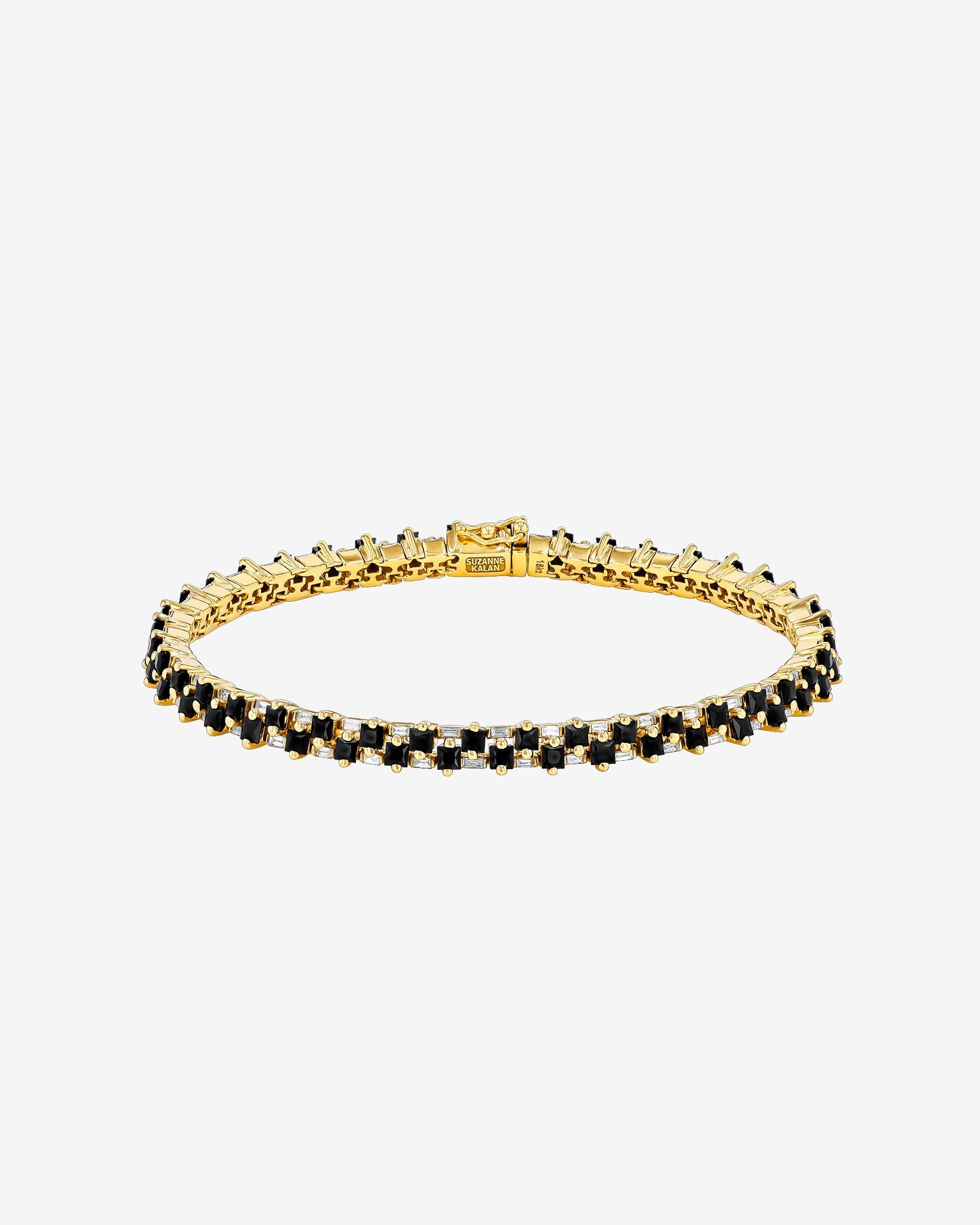Suzanne Kalan Princess Mini Stack Black Sapphire Tennis Bracelet in 18k yellow gold