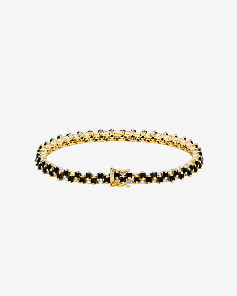 Suzanne Kalan Princess Mini Stack Black Sapphire Tennis Bracelet in 18k yellow gold