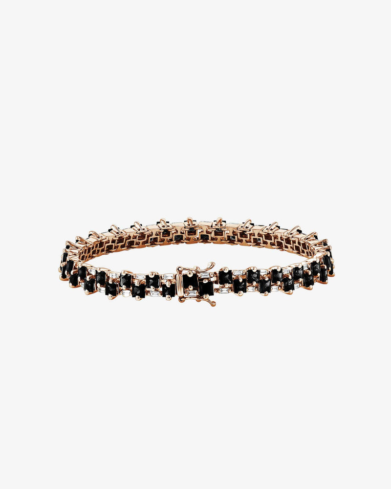 Suzanne Kalan Princess Midi Black Sapphire Tennis Bracelet in 18k rose gold