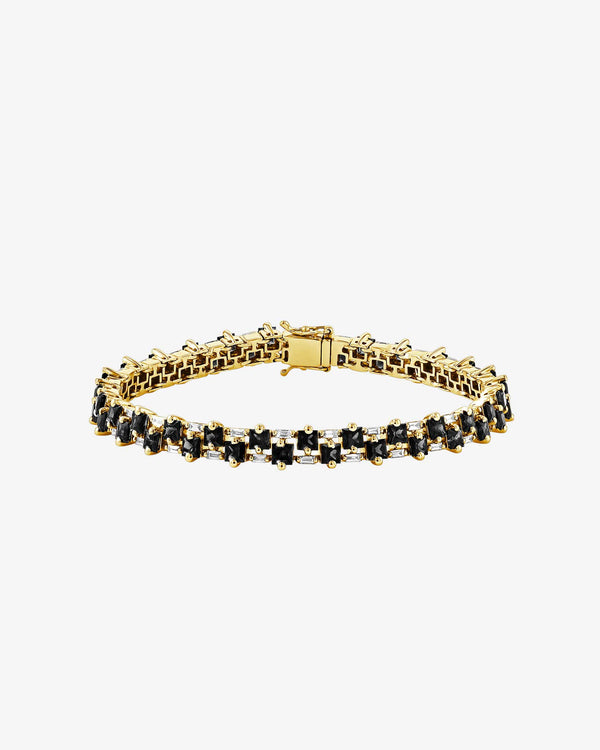 Suzanne Kalan Princess Midi Black Sapphire Tennis Bracelet in 18k yellow gold