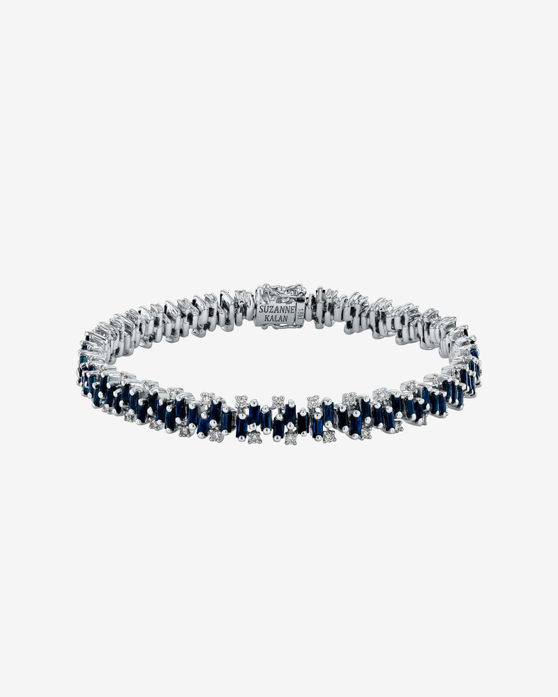 Suzanne Kalan Shimmer Dark Blue Sapphire Tennis Bracelet in 18k white gold