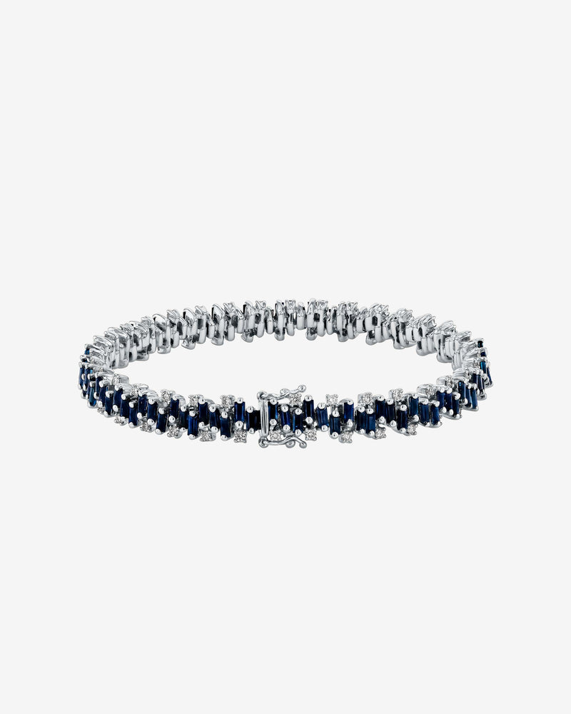 Suzanne Kalan Shimmer Dark Blue Sapphire Tennis Bracelet in 18k white gold